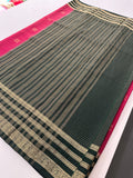 Semi Mysore Silk Checks Saree with Butta-AU16