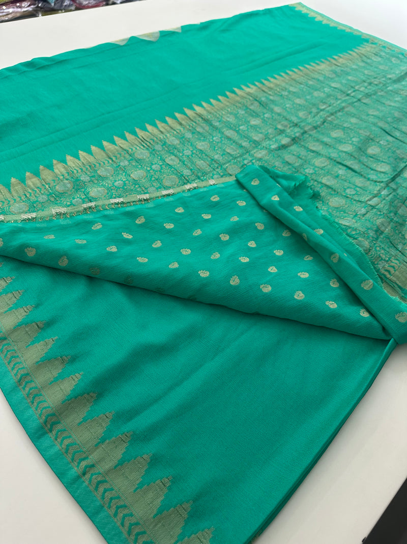 🌹Beautiful Soft Georgette Sarees,, Centric Weaving Big Floral Buttas all over,, self blouse with butties 🌹 JU27