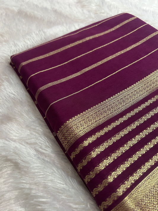 Striped All Self Semi Mysore Silk