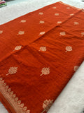 Rust Orange Linen Heritage Designer Saree with Butta - AU18