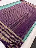Semi Mysore Silk Checks Saree with Butta-AU16