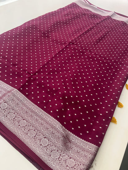 Banarsi Crape Silver Butties