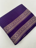 Banarasi crêpe sarees with contrast blouse piece🌹 comes in rich border and small Checks -AU6