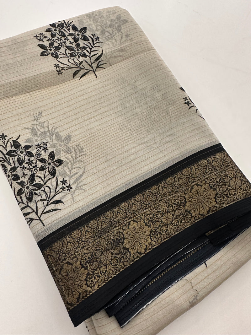 Fancy Cotton Chiffon Saree-J1
