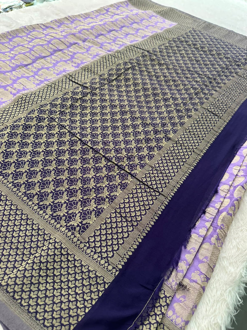 Beautiful Soft Georgette Sarees In Full Garuda Buttas-Ju21