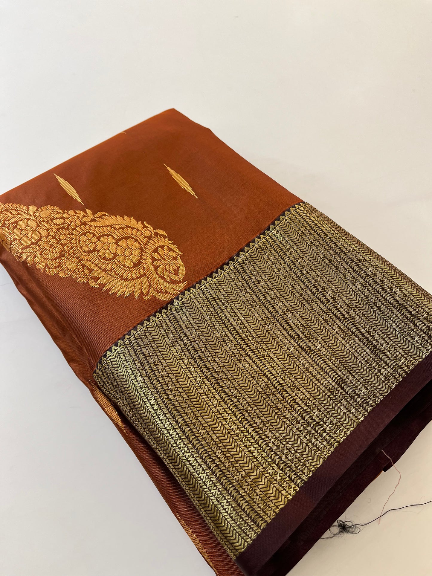 Rust orange x deep wine semi Pattu saree