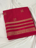 Pink Semi Mysore Silk Checks Saree with Butta - AU13