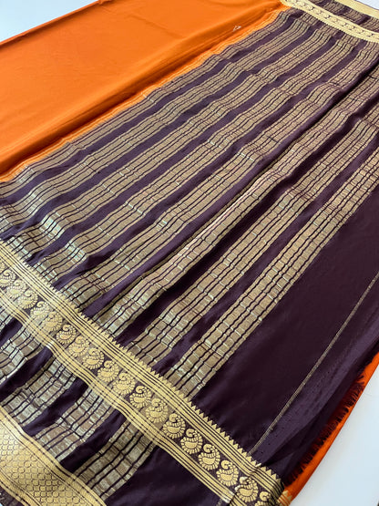 Rust orange x brown crape silk