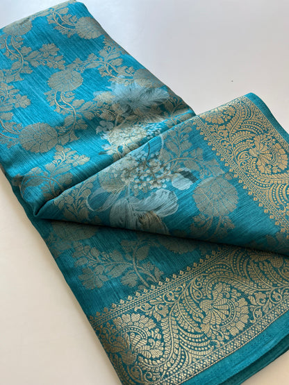 Tussar printed fancy