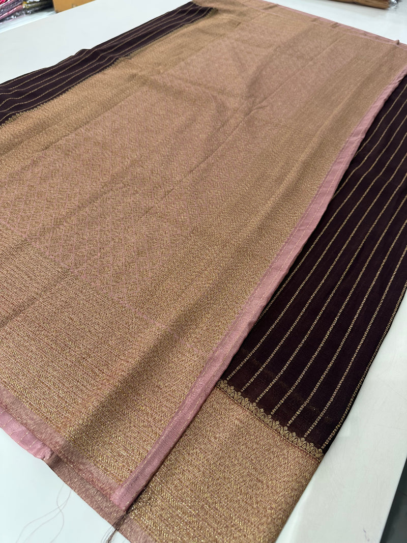 Kaddi Crape Premium Brown x Nude Pink -Pre Booking Only-7 to 10 days dispatch