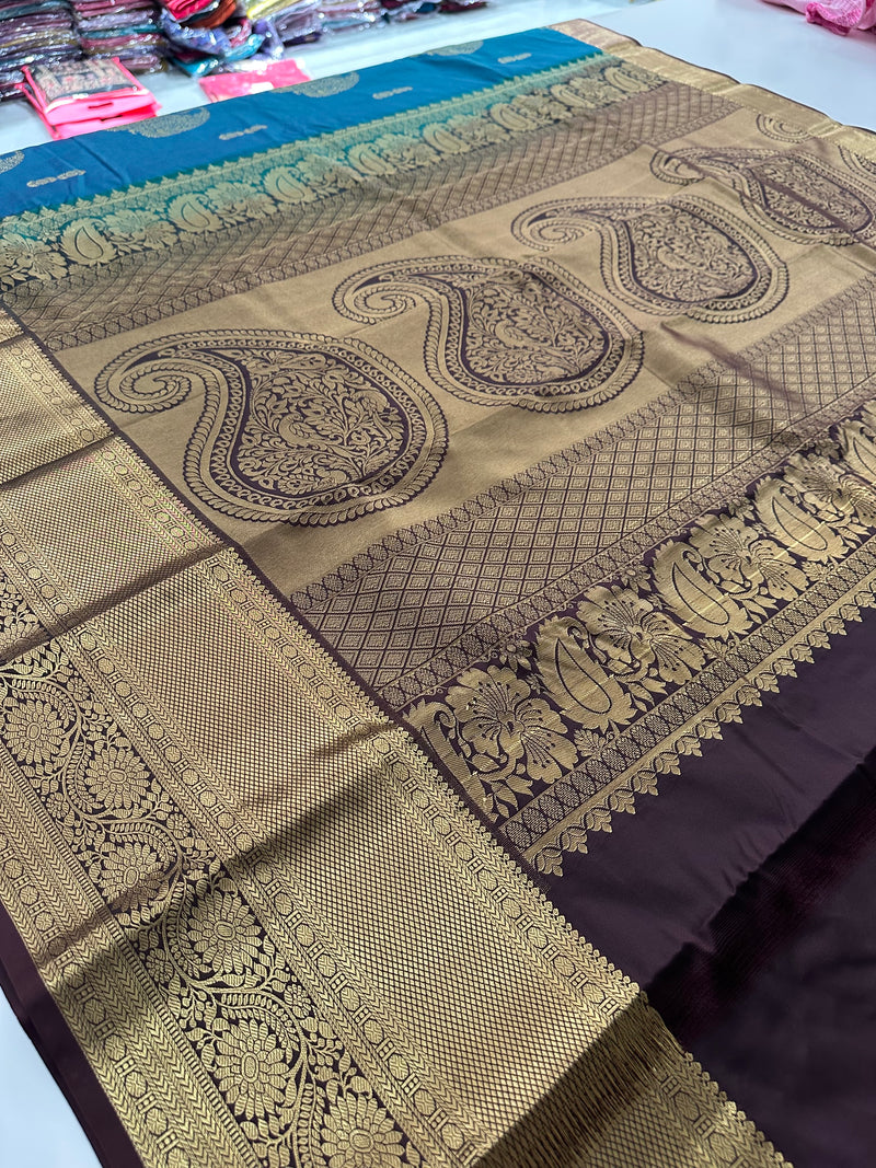 Kanchi Semi Silk Sarees in beautiful color combinations🌹- AU12