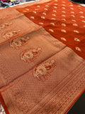 Venkatagiri fancy soft Linen Cotton sarees with self blouse and fancy Border and Butties all over🌹 - AU12