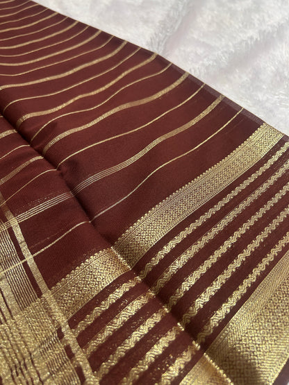 Striped All Self Semi Mysore Silk