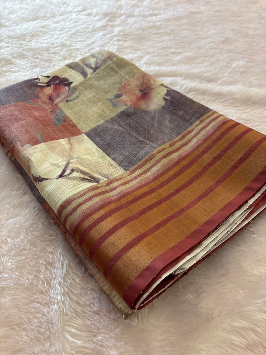 Digital printed Tussar saree
