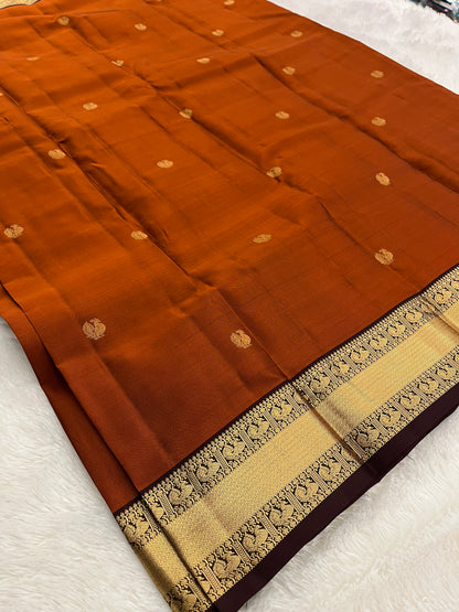 Rustic Orange X Wine Kanchi Pattu Saree