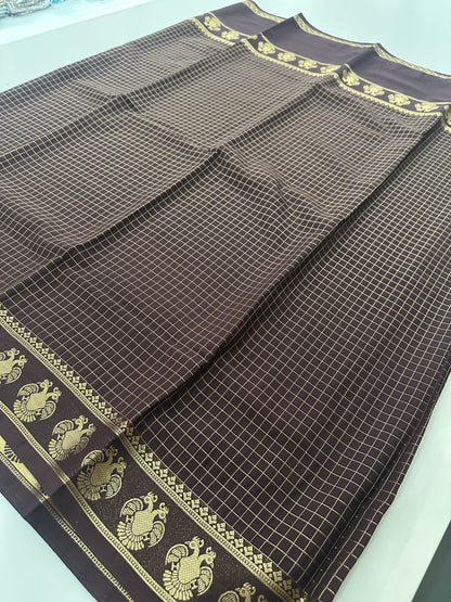 Fancy Checks Crape Silk Saree -M30