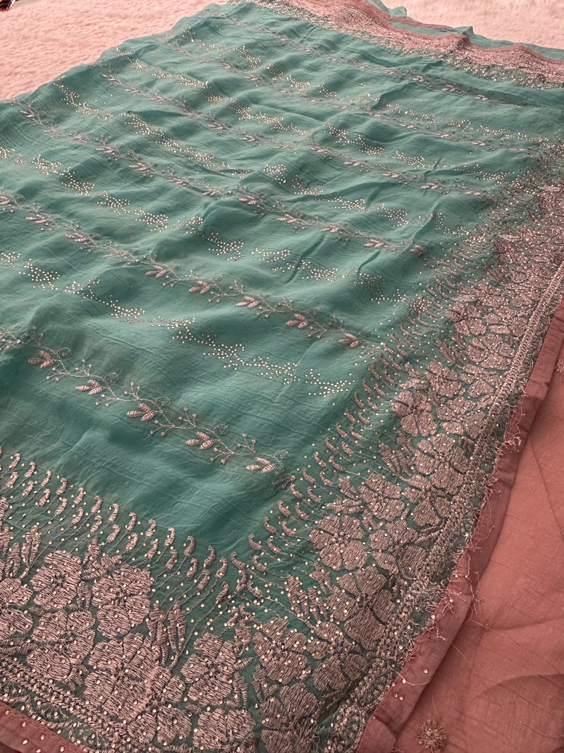 Work Organza Saree-JU12