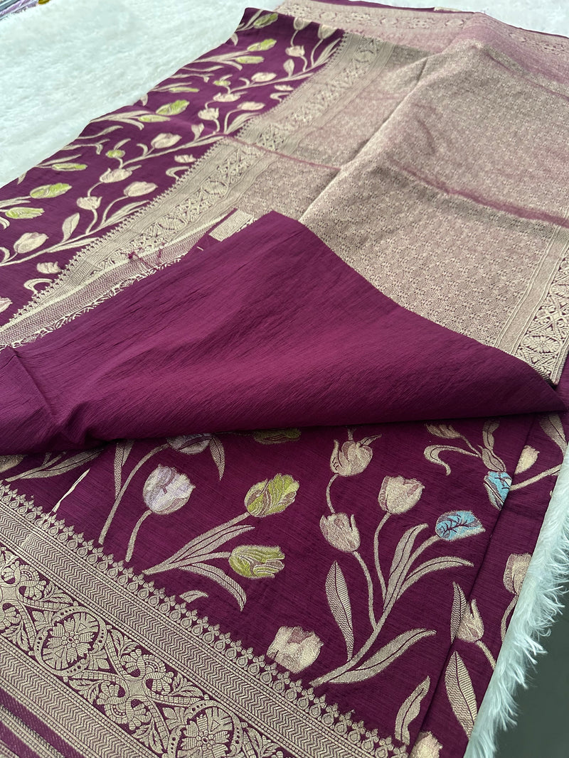 Tulips Linen Premium Saree-M13