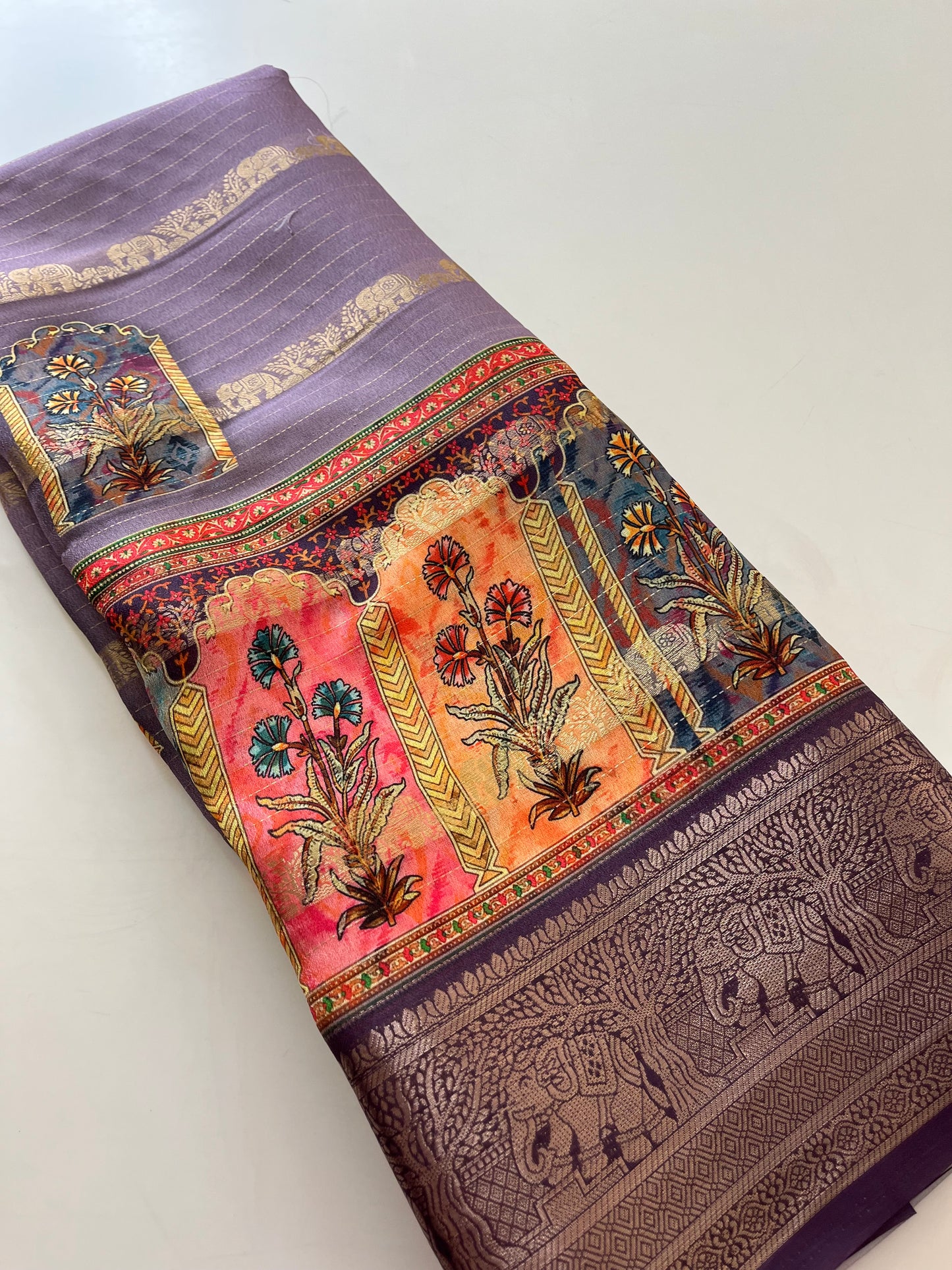 Printed Tussar silk