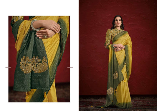 Double shaded designer crinkle saree-DC16