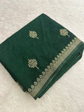 Green Linen Heritage Designer Saree with Butta - AU18