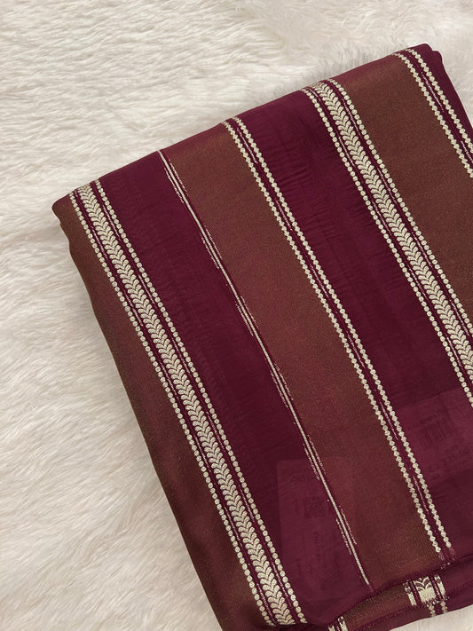 DESIGNER PARTYWEAR SAREE WITH CONTRAST BLOUSE-WINE X RED
