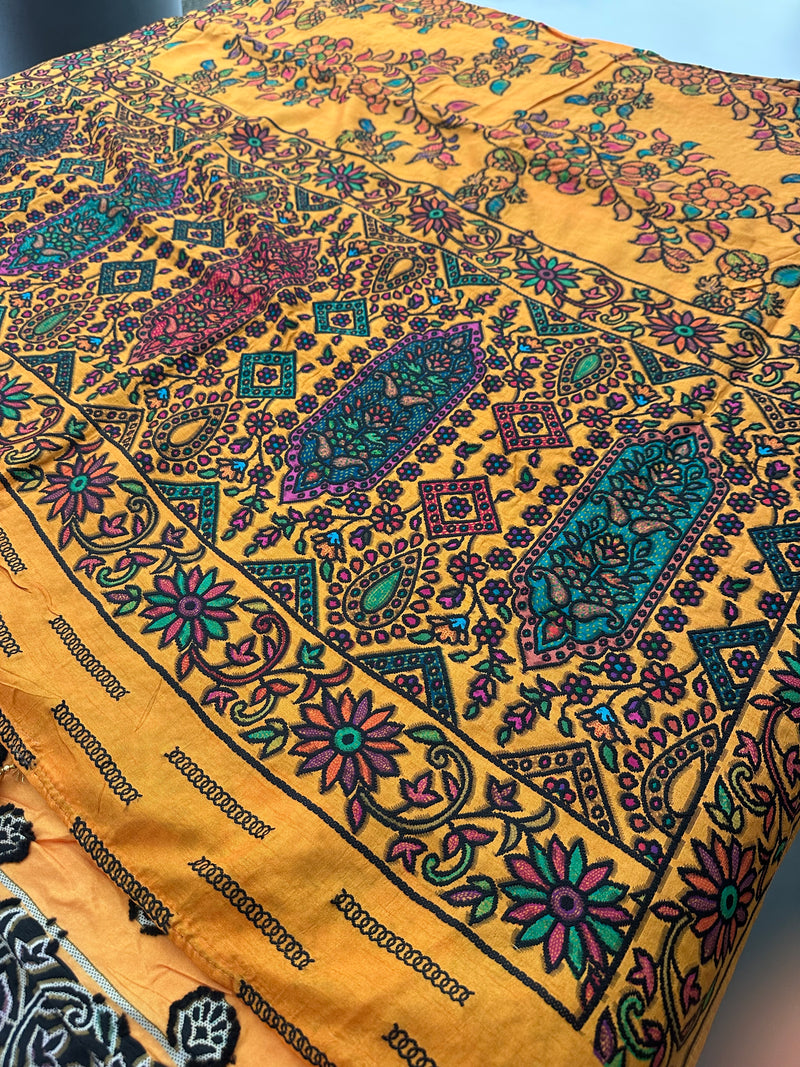 Soft Pashmina silk sarees with white weaving, all over design and self blouse with butti and border 🌹  -AU2