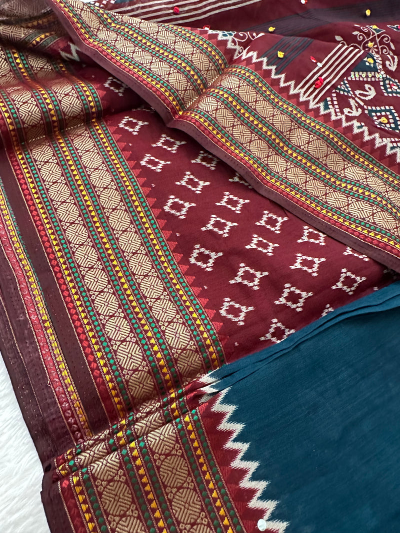 Premium Designer Chanderi Mul Fabric With Designer Border and Weaving Pallu with Tassels❤️❤️-JU3