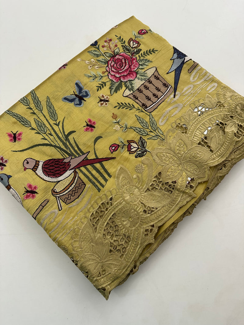 Cut Work Designer Full Embroidery Work Pure Tussar-J20