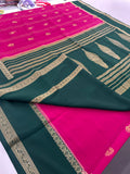 Rani Pink x Bottle Green 120 GSM Mysore Crepe Silk Saree - AU8