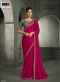 SW-1714 — BURBERRY PINK SARTIN CHIFFON SAREE & TUSSAR SILK WORK BLOUSE