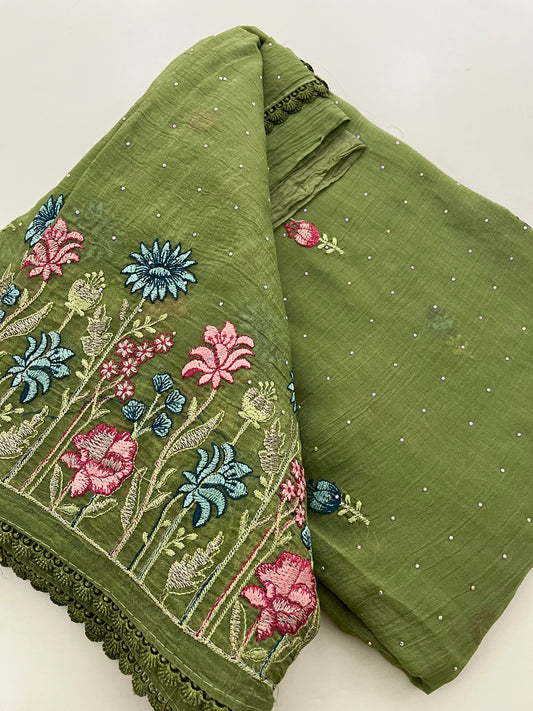 Organza Fancy Saree Embroidery