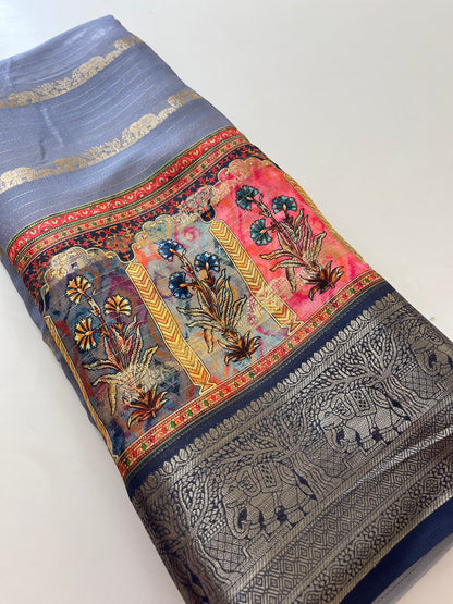 Printed Tussar silk