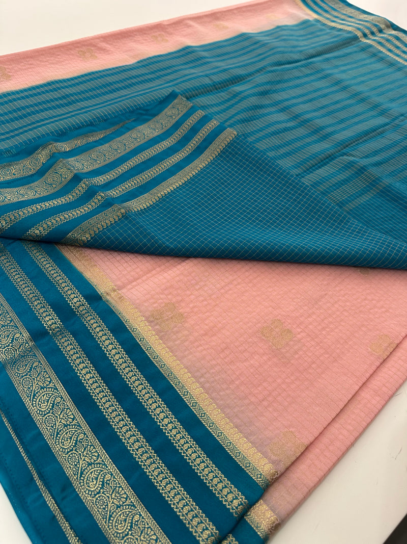 15 Days Pre Booking -Semi Mysore Silk in beautiful color combinations,, comes with contrast border,, and contrast blouse piece🌹