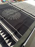 Black and White Tussar Printed Saree- JU28