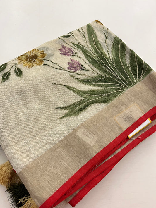 Linen design embroidery work