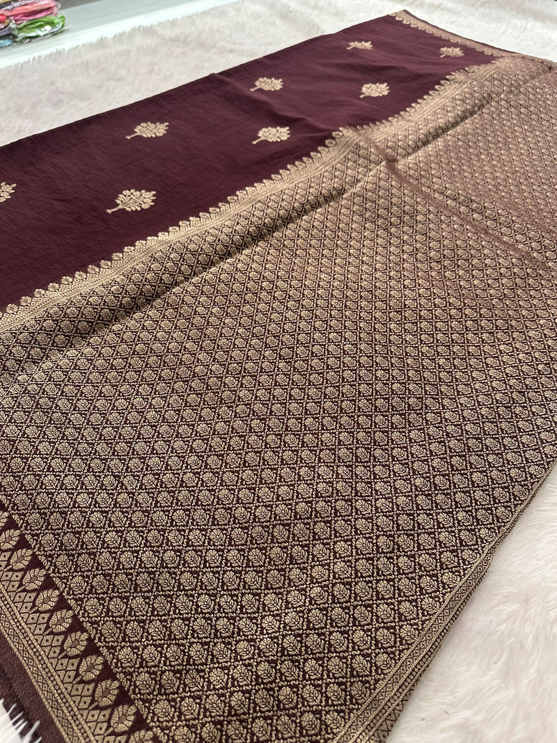 Wine Linen Heritage Designer Saree with Butta - AU18