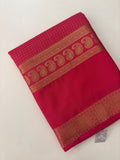BENTEX BORDER SELF CHEX SEMI CREPE SILK SAREE-PINK