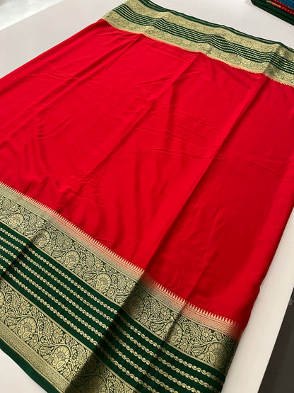 310 semi crape silk kaddi pallu