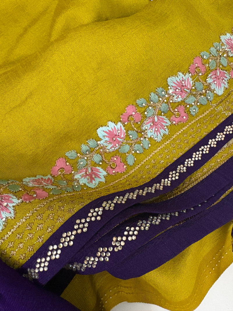 🌹Light Weight Soft Premium Georgette Chiffon Sarees With Contrast Work Blouse Looks Beautiful When Draped🌹 -JU18