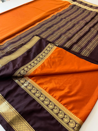 Rust orange x brown crape silk