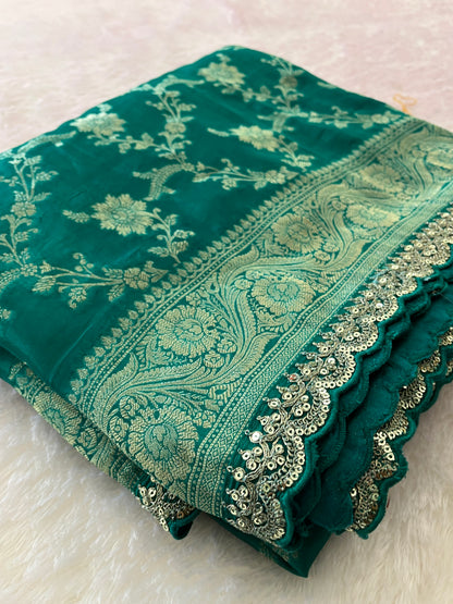 Banarasi Brocade Fancy scallop Border