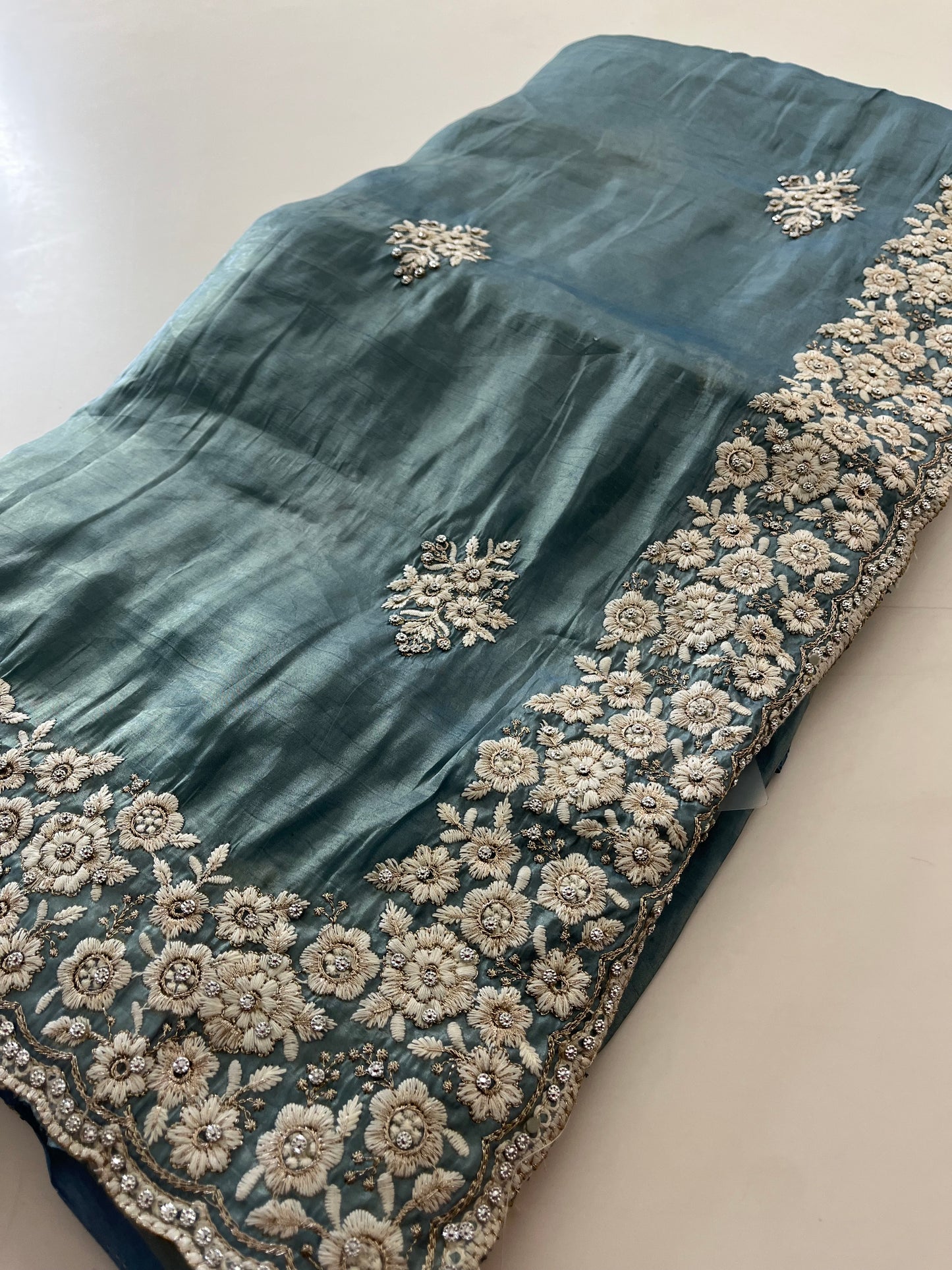 Soft organza fancy embroidery work