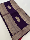 Purple x Pink Tussar Designer Saree with Mango Butta All Over JU24