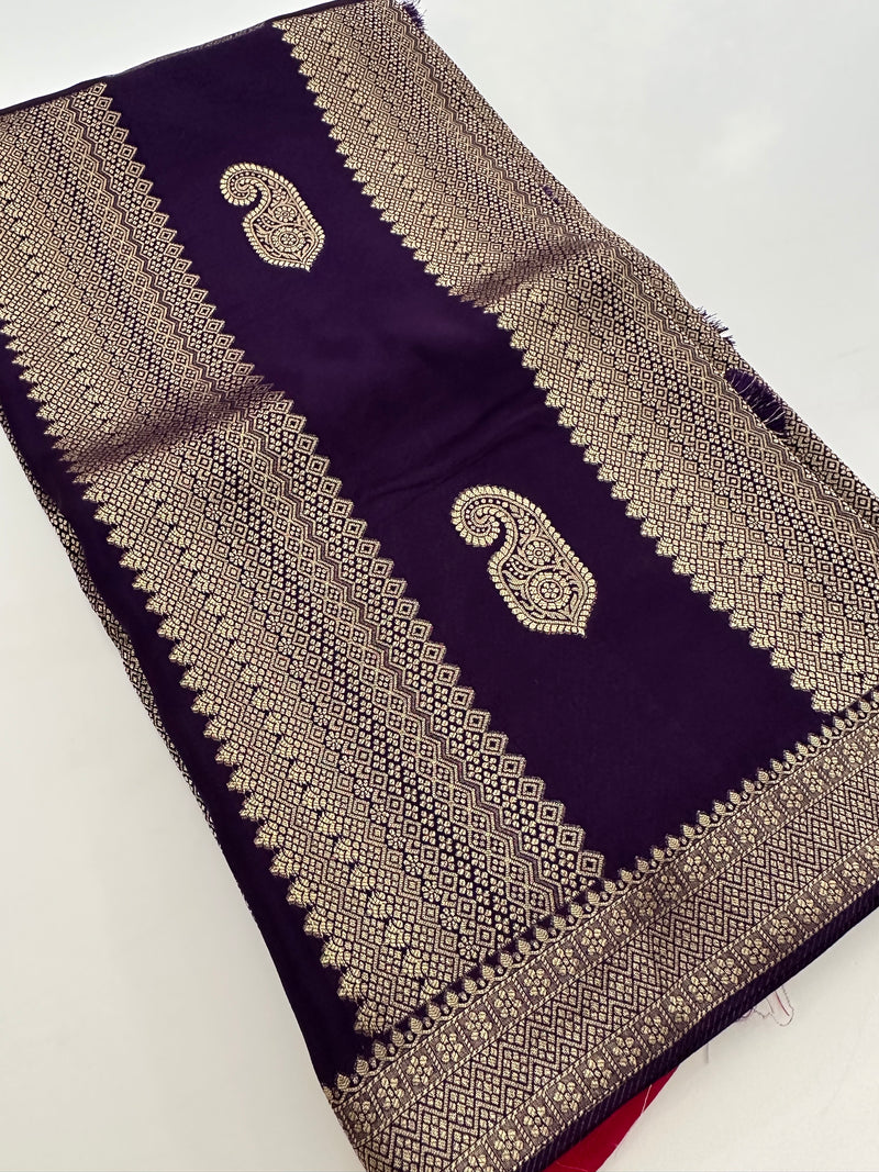 Purple x Pink Tussar Designer Saree with Mango Butta All Over JU24