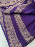 Banarasi crêpe sarees with contrast blouse piece🌹 comes in rich border and small Checks -AU6