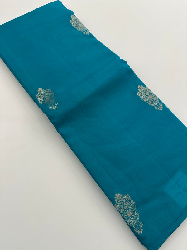 Sapphire Blue Viscose Designer Borderless Saree - AU9