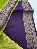 Banarsi Viscose Sarees in contrast border and contrast blouse piece comes in checkered pattern 🌹- AU-17