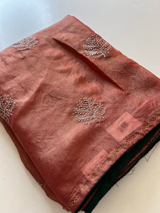 Laser Chiffon Work Saree