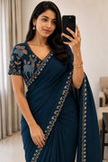 Rangoli silk Saree with Multi Emrodiry sequins Work With Embroidery Beautiful blouse 😍